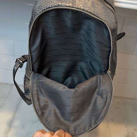 Michael Kors Rhea Metallic Snake-Embossed-Leather Backpack - HTF - Picture 14 of 15